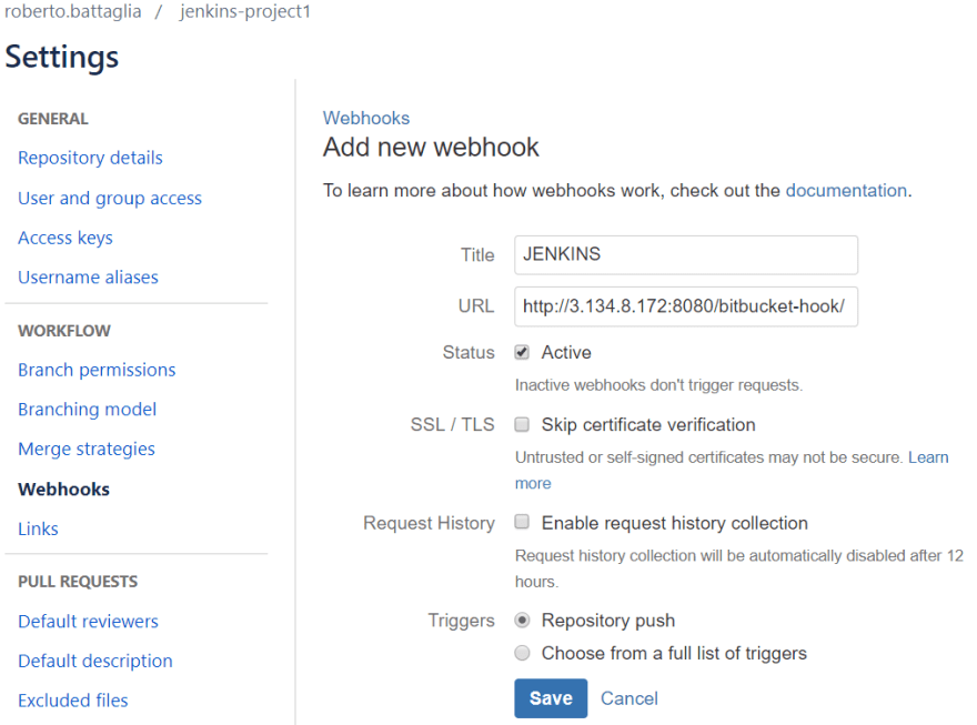Bitbucket webhook